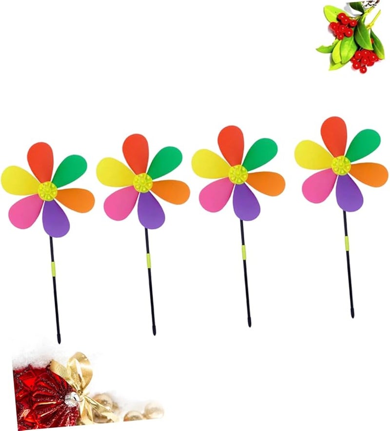 4 قطع ملونة من طواحين الهواء المصنوعة من البولي فينيل كلورايد لتزيين الحدائق الخارجية والمروج والمشاهد الطبيعية - Image 4